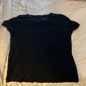 LOFT Black Short Sleeve Cotton Tee